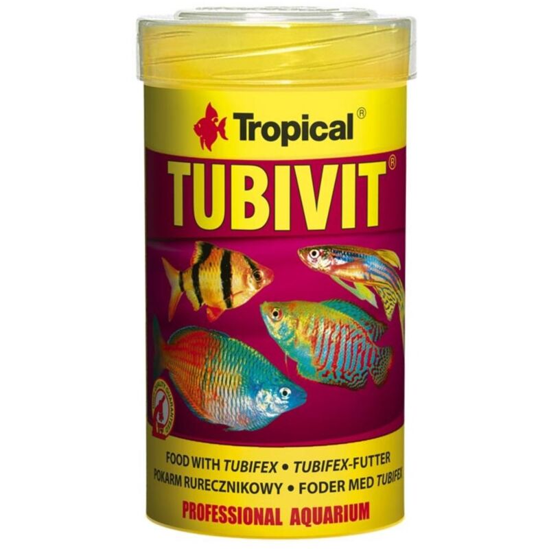 foto del prodotto tubivit 100ml alimento altamente proteico in scaglie arricchito di tubifex e larve tropical