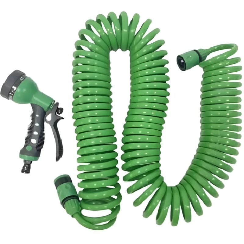 foto del prodotto tubo a spirale 7,5 m con pistola multifunzione 7 getti per irrigazione