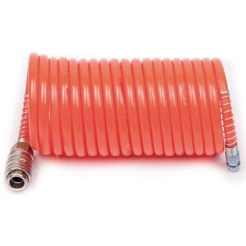 foto del prodotto tubo a spirale per aria compressa completo di raccordi universali. diametro esterno 8mm, interno 6mm, lunghezza 5 metri - fiac