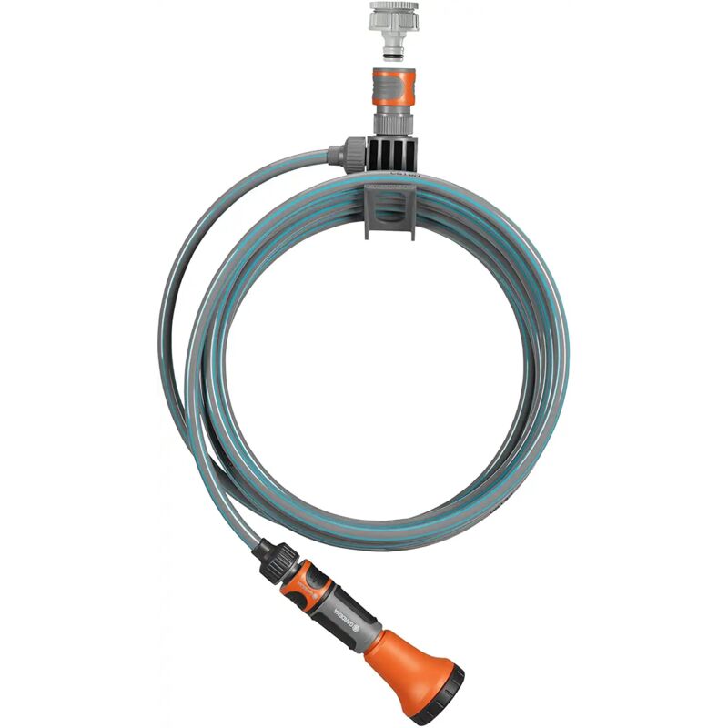 foto del prodotto tubo a spirale per irrigare giardino e terrazzo da 7.5mt con portatubo e lancia