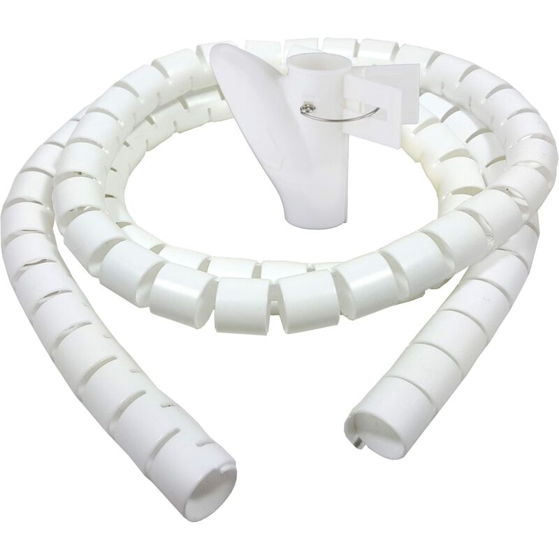 foto del prodotto tubo avvolgicavo flessibile da 3 m per la gestione dei cavi da scrivania, adatto per cavi da 22 mm, bianco.