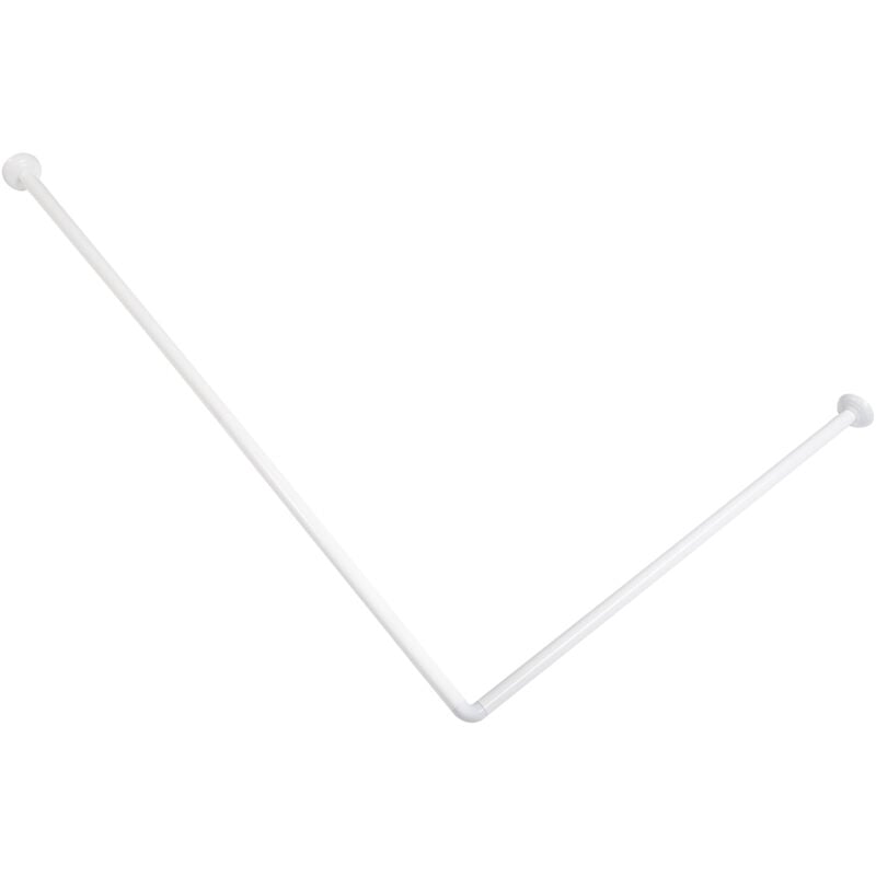 foto del prodotto tubo bastone doccia angolare bianco in alluminio 80x170 supporto tende vasca