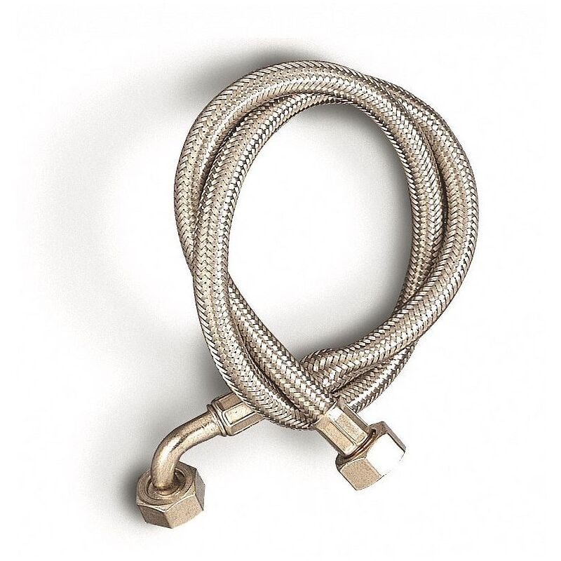 foto del prodotto tubo carico lavatrice in acciaio con curva ff 3 4 x3 4 x 200 cm 785803ai200