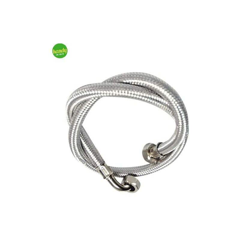 foto del prodotto tubo carico lavatrice lavastoviglie in acciaio inox con attacco curvo ambra water 2m