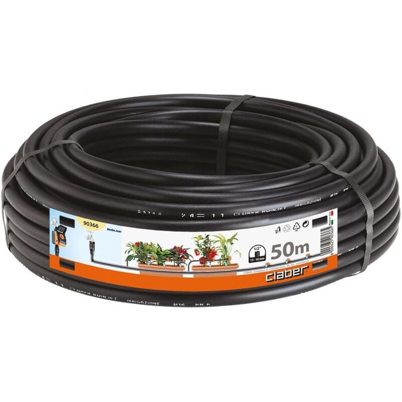 foto del prodotto tubo collettore 50 m, in pe flessibile nero da 1 2 13 16 mm per irrigazione a goccia claber