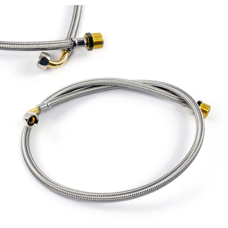 foto del prodotto tubo corazzato 1000mm dn8 dado raccordo curvo 3 8 14,95mm e filetto esterno 1 2 20,95 xpotool