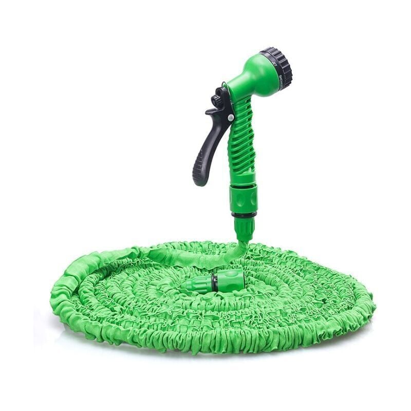 foto del prodotto tubo da giardino estensibile da 25 piedi tubo flessibile e leggero, ugello a spruzzo a 7 funzioni, tubo con anima in lattice a triplo strato e