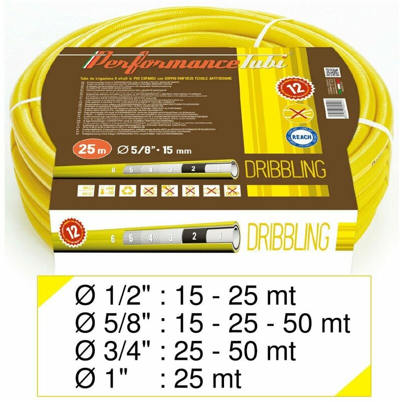 foto del prodotto tubo da giardino irrigazione acqua gomma dribbling 6 strati pvc antitorsione diametro e lunghezza 5 8 mt. 15