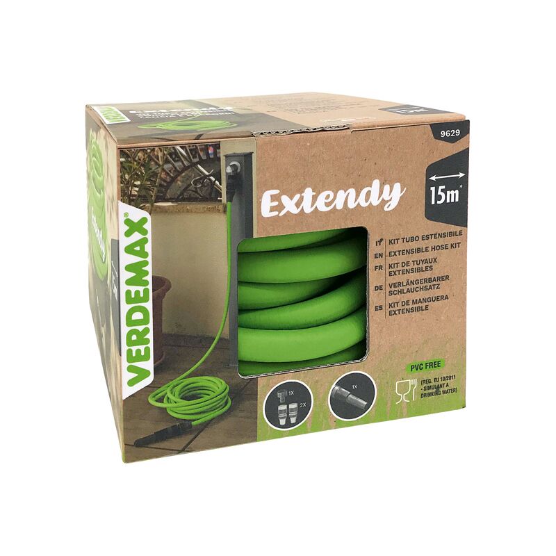 foto del prodotto tubo da giardno a 6 strati estensibile extendy 15m verdemax orto giardino irrigazione