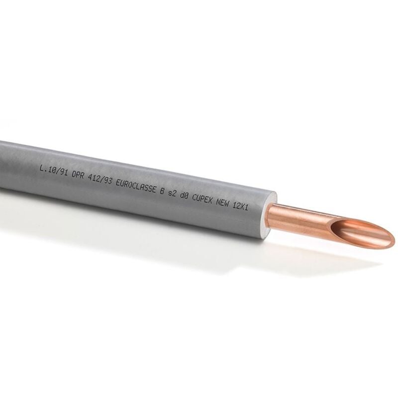 foto del prodotto tubo di rame rivestito preisolato cupex new 12 x 1 spessore nominale isolante 7 mm prezzo a metro minimo acquistabile 50 metri e multipli 