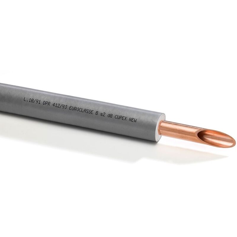 foto del prodotto tubo di rame rivestito preisolato cupex new 14 x 1 spessore nominale isolante 7 mm prezzo a metro minimo acquistabile 50 metri e multipli 
