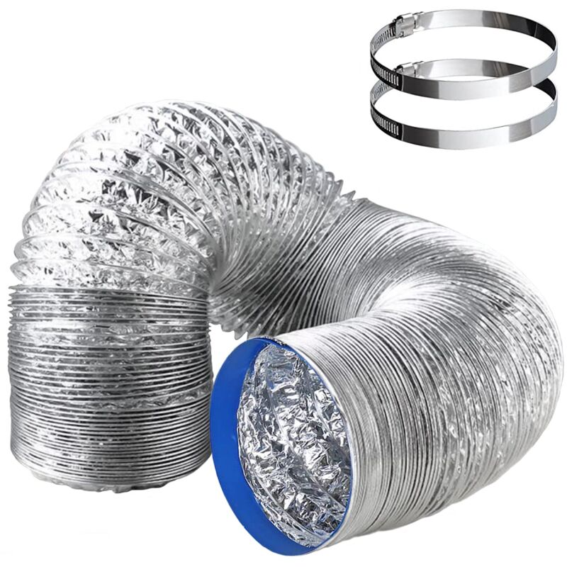 foto del prodotto tubo di scarico flessibile in alluminio pvc da 100 mm lungo 5 m tubo di ventilazione per estrattore d aria, aria condizionata, asciugatrice guaina