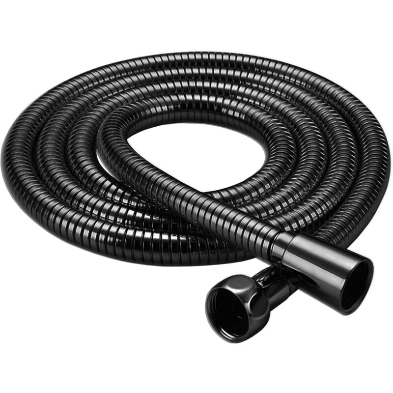 foto del prodotto tubo doccia universale ymyny da 2 m, in acciaio inox nero, antitorsione