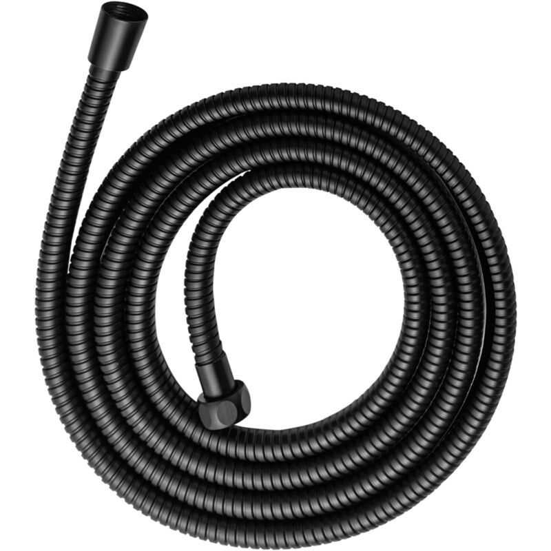 foto del prodotto tubo doccia universale ymyny da 2 m, in acciaio inox nero, antitorsione