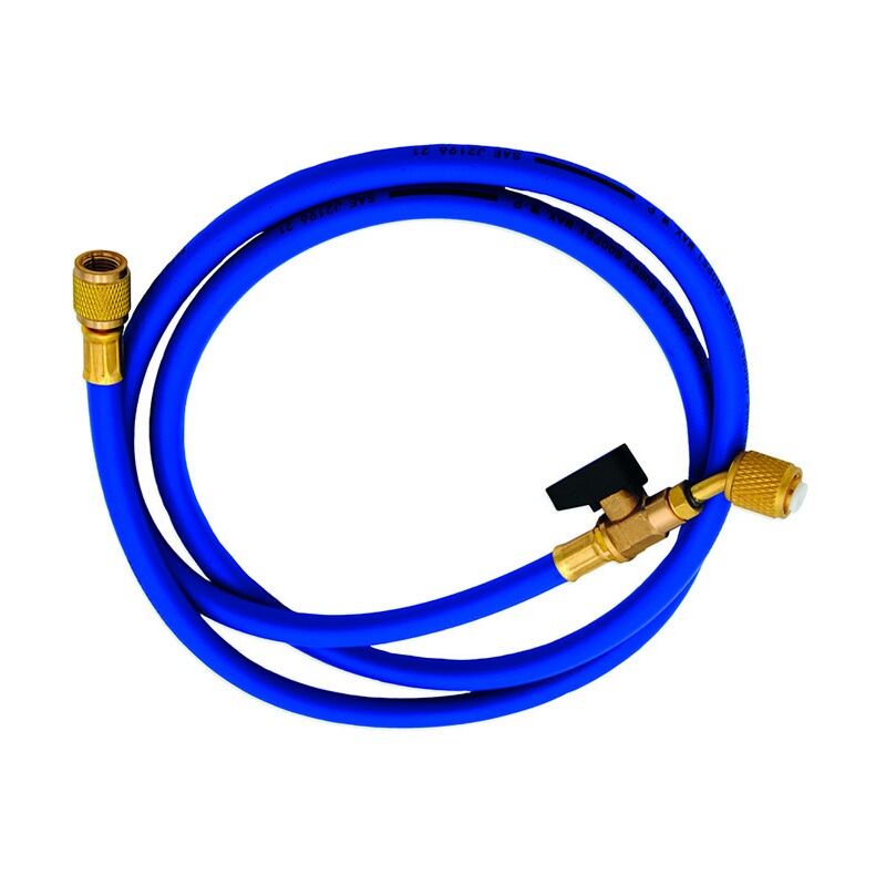 foto del prodotto tubo flessibile blu con rubinetto a 45 1 4 sae x 1 4 sae per vuoto e carico 00000011663
