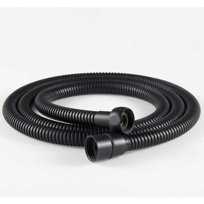 foto del prodotto tubo flessibile di ricambio per doccia in acciaio inox 304 con raccordi in ottone. tubo flessibile per doccia del camper. 1,5 m 59 pollici nero 