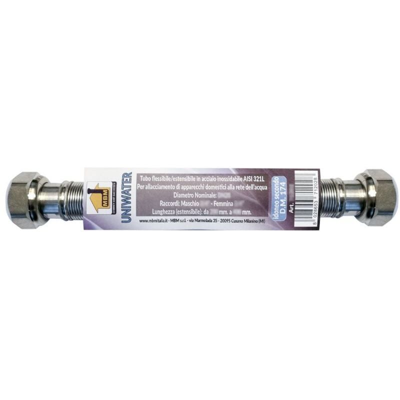 foto del prodotto tubo flessibile estensibile inox 1 2 100 200 mm f f acqua inox dm 174