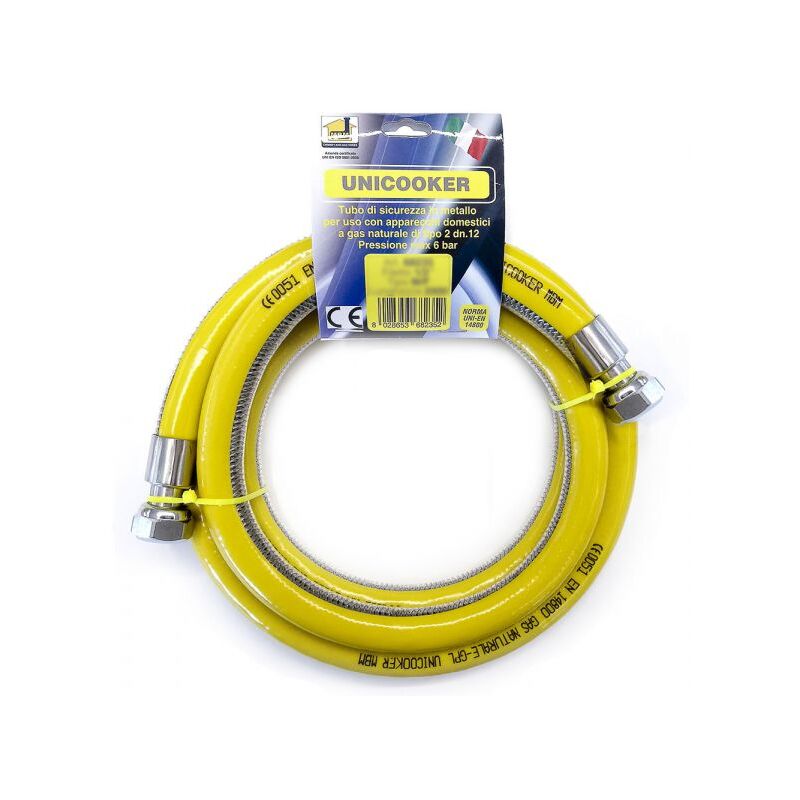 foto del prodotto tubo flessibile gas cucina 1,5 mt 1 2 en 14800 unicooker f f ce en 14800 l 150 cm