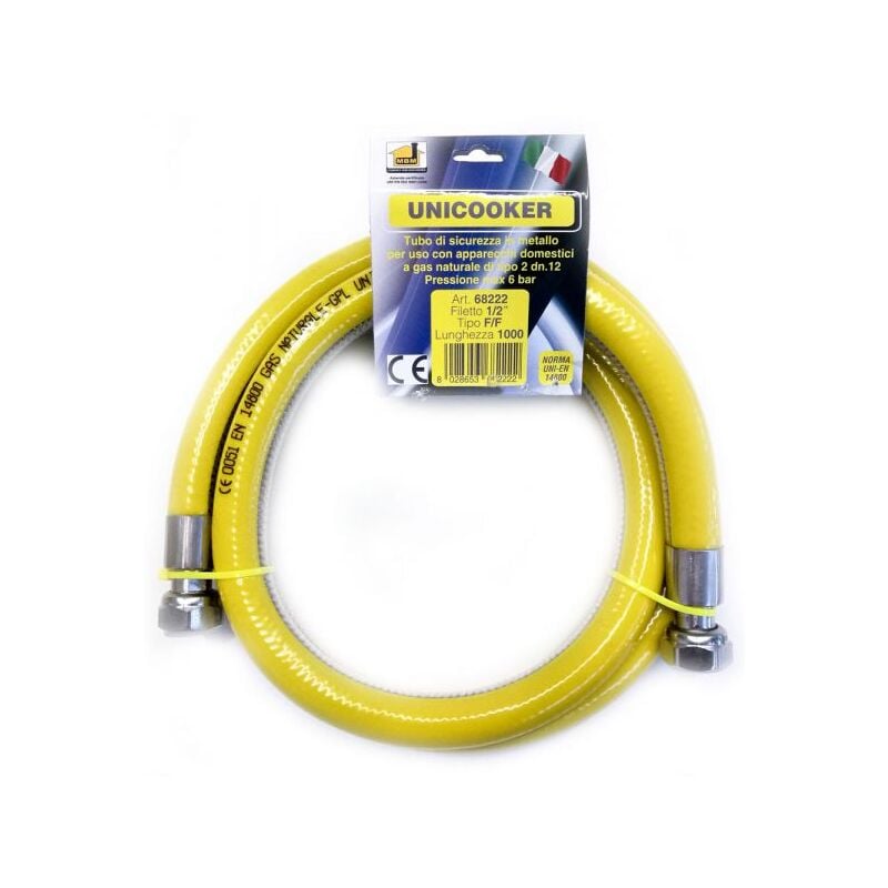 foto del prodotto tubo flessibile gas cucina 1 mt 1 2 unicooker f f ce en 14800 l 100 cm