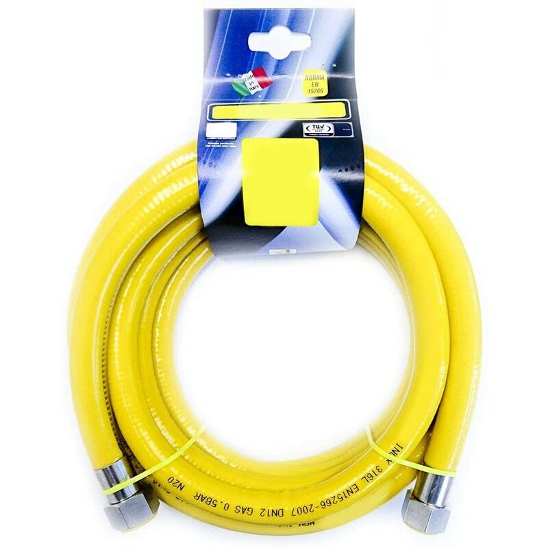 foto del prodotto tubo flessibile gas in acciaio ff 1 2 lunghezza 3000 mm. per allacciamento cucine.