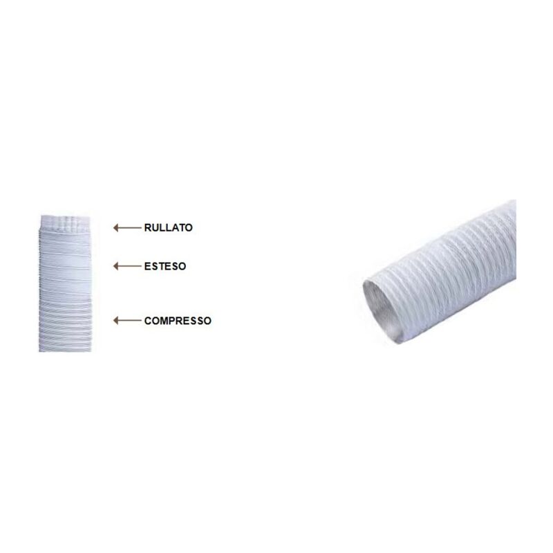 foto del prodotto tubo flessibile monoparete in lega di alluminio con verniciatura esterna di colore bianco dn 80 mm 0001080