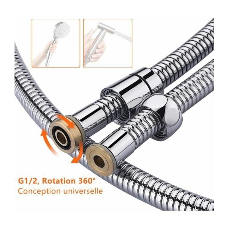 foto del prodotto tubo flessibile per doccia flessibile per doccia acciaio inox cromato antitorsionepratico e pratico