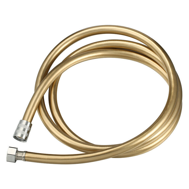 foto del prodotto tubo flessibile per doccia in pvc dorato di qualit , 150 cm, per doccetta con filettatura standard per vasca da bagno e doccia, 1 pz.