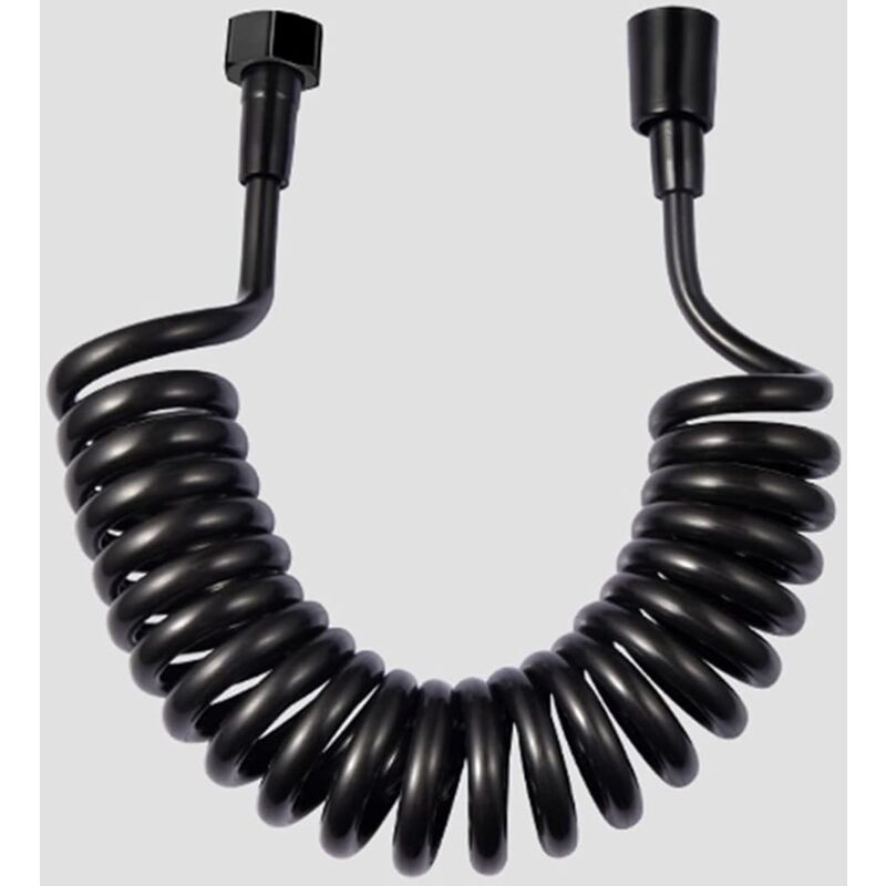 foto del prodotto tubo flessibile per doccia, tubo flessibile telescopico a molla, tubo flessibile retrattile per doccetta, wc e bidet 3m nero sollbry