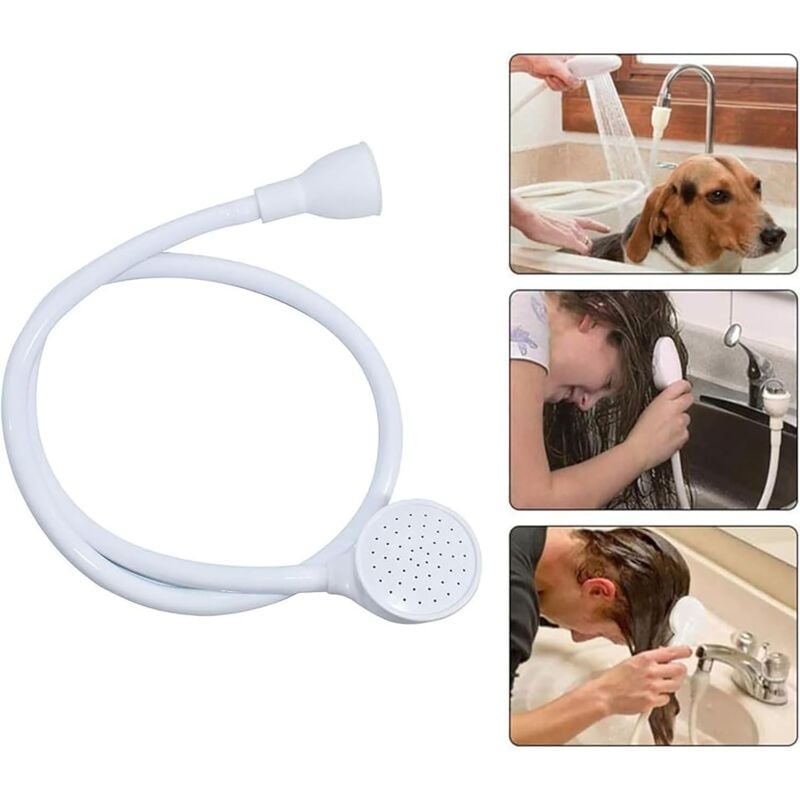 foto del prodotto tubo flessibile per lavandino, spruzzatore per shampoo per cani, soffione per doccia per shampoo per animali, soffione a spruzzo esteso
