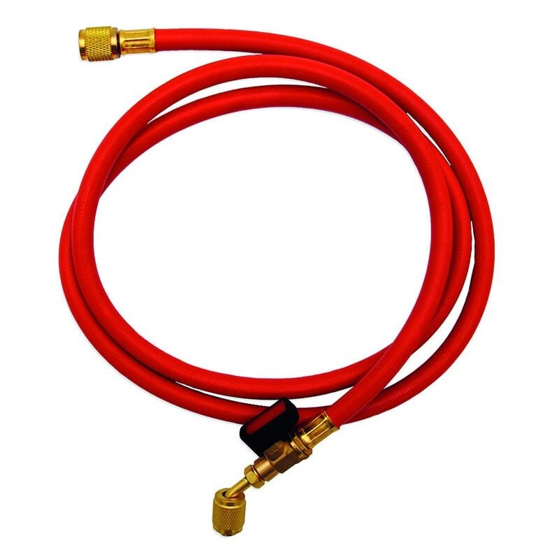 foto del prodotto tubo flessibile rosso con rubinetto a 45 1 4 sae x 1 4 sae per vuoto e carico 00000011662