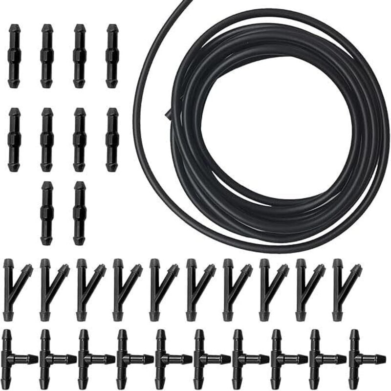 foto del prodotto tubo flessibile universale per lavavetri da 500 cm, tubo flessibile per auto, kit di riparazione per tubo flessibile per lavavetri, con 30 connettori
