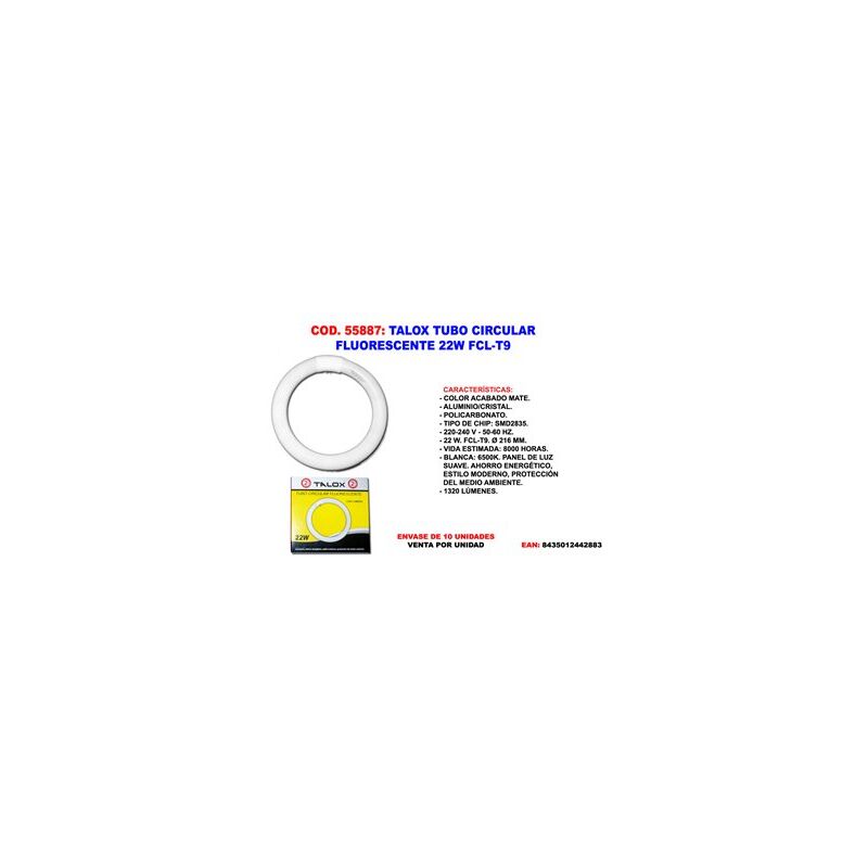foto del prodotto tubo fluorescente circolare talox 22w fcl t9 1320 lumen 216mm