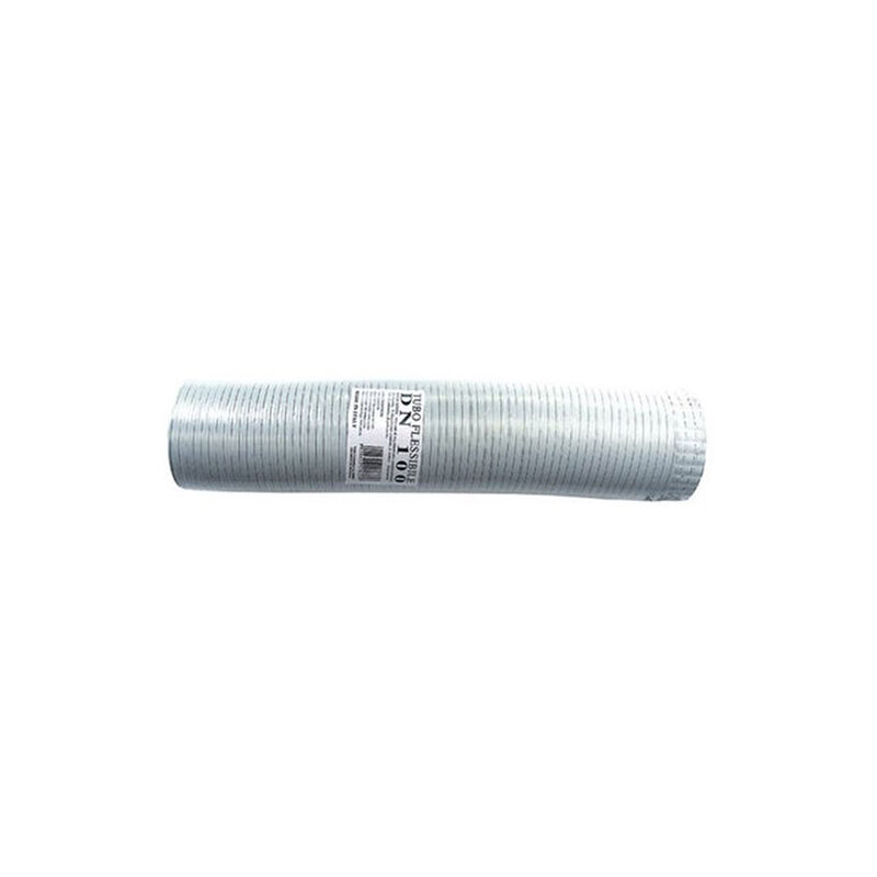 foto del prodotto tubo fumi flessibile estensibile alluminio bianco 100 mm da 0,5 a 3 mt