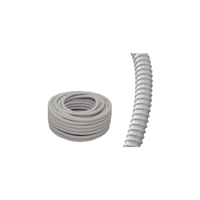 foto del prodotto tubo guaina flessibile grigio per cavi esterni 16 mm. lunghezza 30 mt
