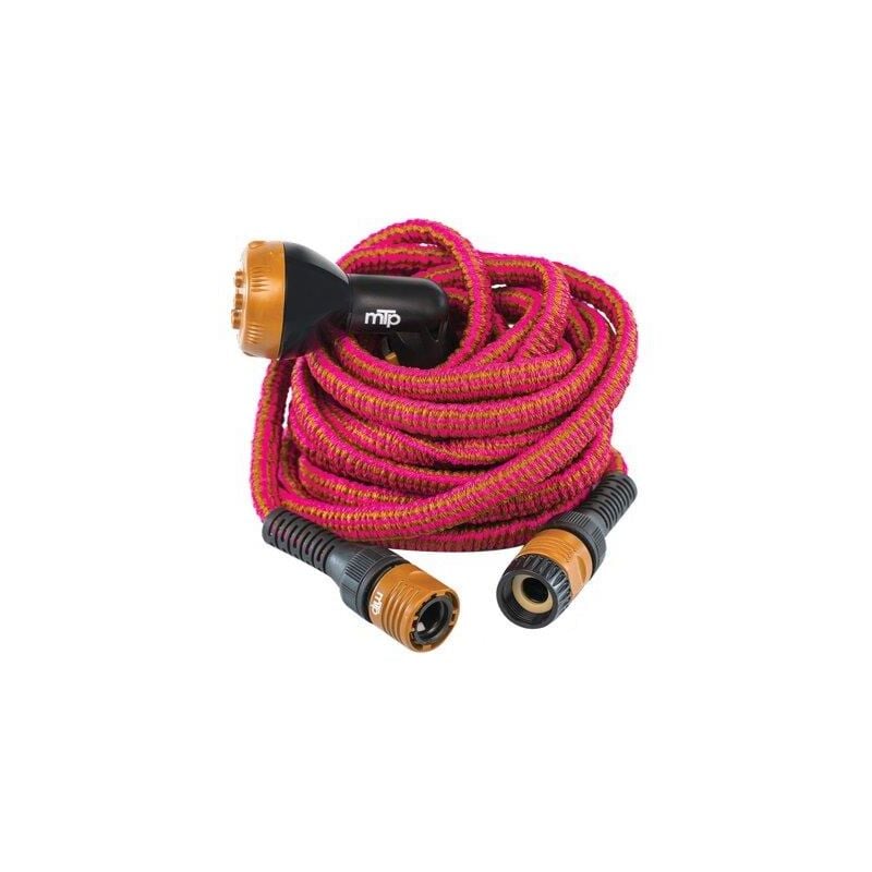 foto del prodotto tubo irrigazione estensibile wally italy mt 12,5 25 bronzo fucsia raccordi pistola