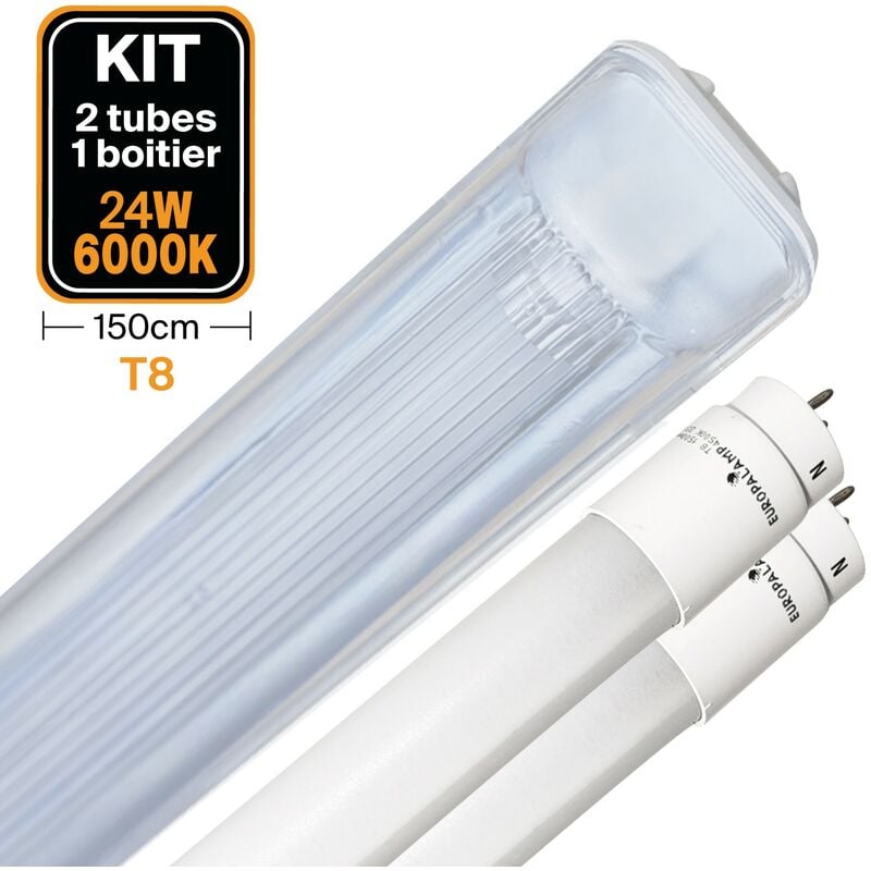 foto del prodotto tubo led 23w 6000k luce fredda. t8 led kit 2 tubi led custodia impermeabile ip95
