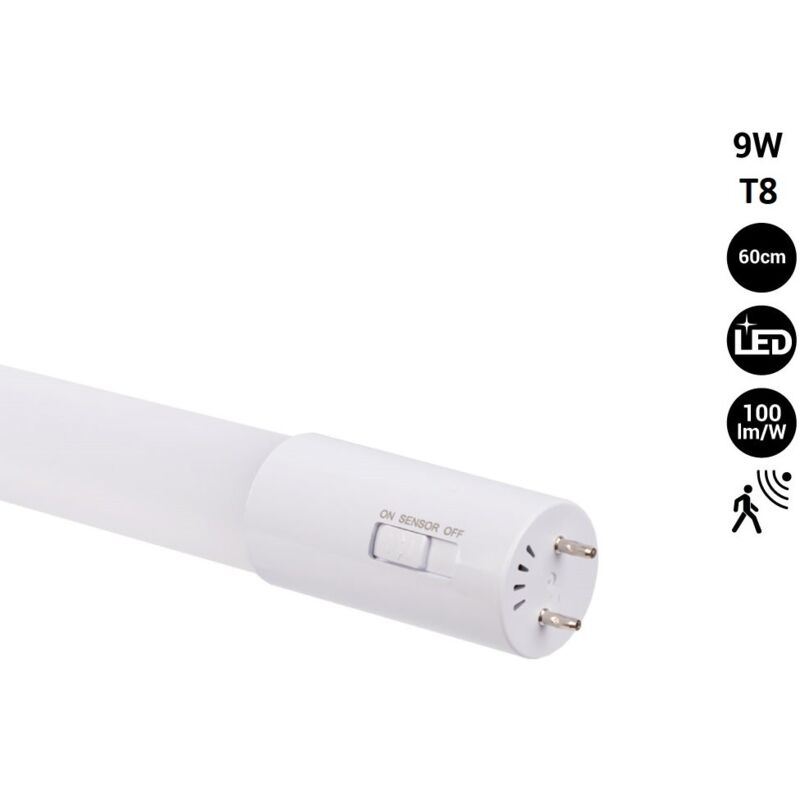 foto del prodotto tubo led 60cm t8 con sensore di movimento a microonde 9w bianco freddo