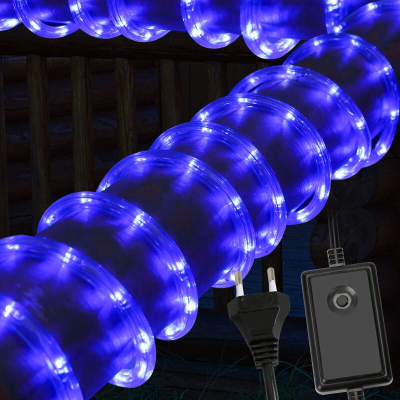 foto del prodotto tubo led da esterno catena luminosa rete leggera blu 30m senza telecomando