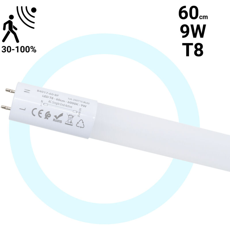 foto del prodotto tubo led t8 con sensore di movimento a microonde 30 100 9w bianco freddo