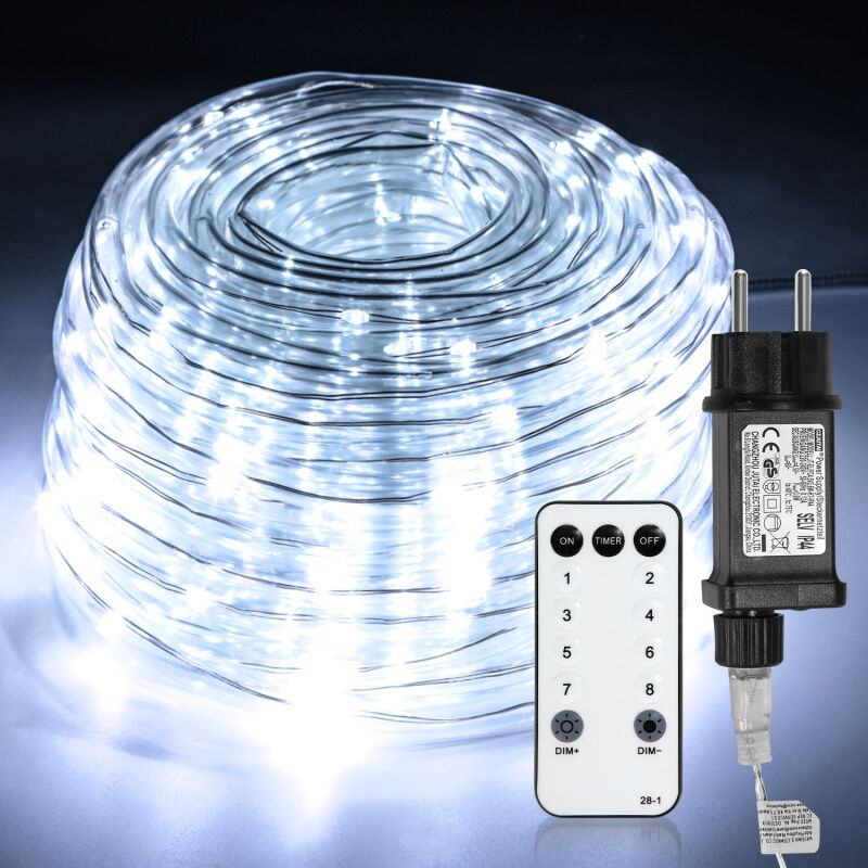 foto del prodotto tubo luminoso a led con telecomando tubo luminoso per esterni interni bianco 20m randaco