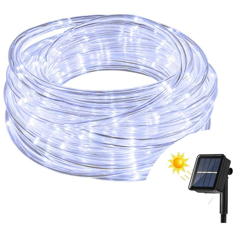 foto del prodotto tubo luminoso con pannello solare 20 metri da esterno 400 led bianco freddo wisdom