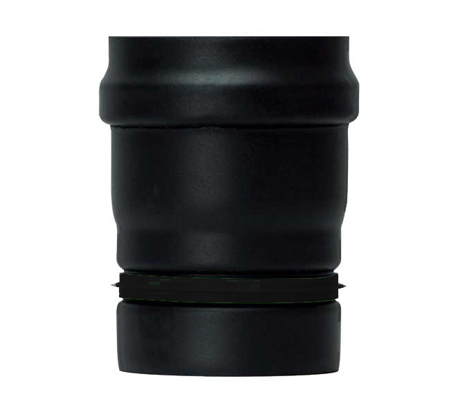 foto del prodotto tubo nero stufa pellet smaltato giunto scomparsa adattatore maschio scomparsa femmina bicchierata dn 80 canna fumaria 600 ce made in italy