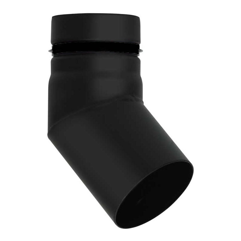 foto del prodotto tubo nero stufa pellet smaltato giunto scomparsa curva 45 dn 80 canna fumaria 600 ce made in italy