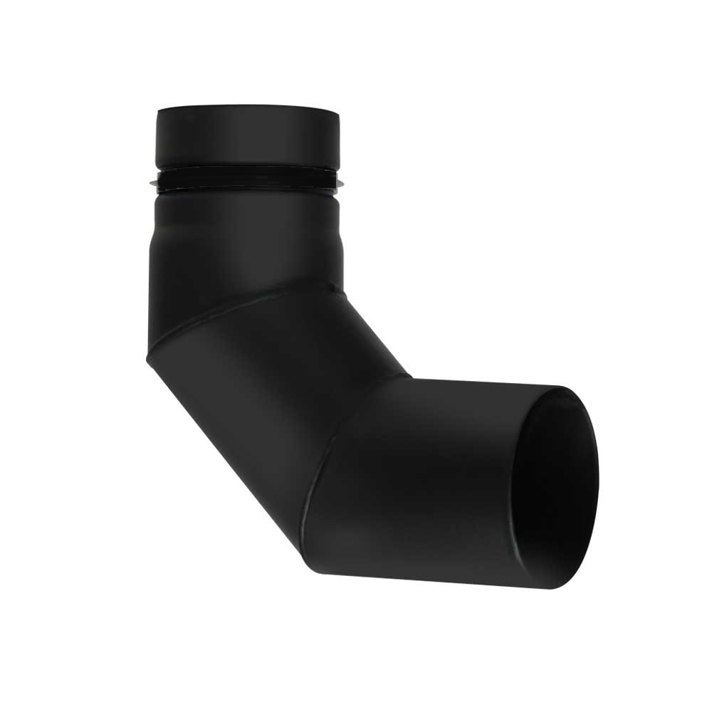 foto del prodotto tubo nero stufa pellet smaltato giunto scomparsa curva 90 dn 80 canna fumaria 600 ce made in italy