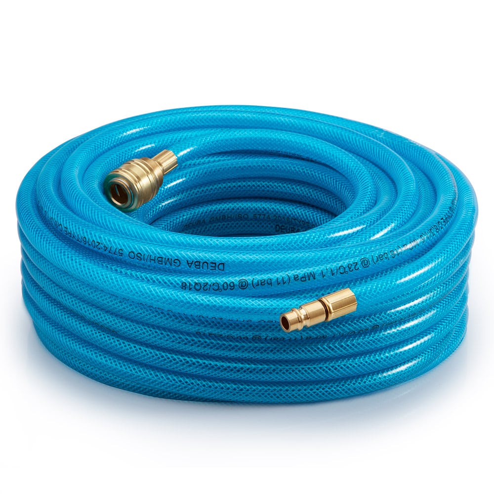 foto del prodotto tubo per aria compressa 15 m con attacco rapido e tappo