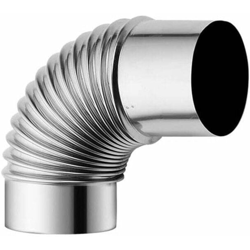 foto del prodotto tubo per camino ulisem in acciaio inox con gomito a 90 gradi per stufa a fumo, 80 mm