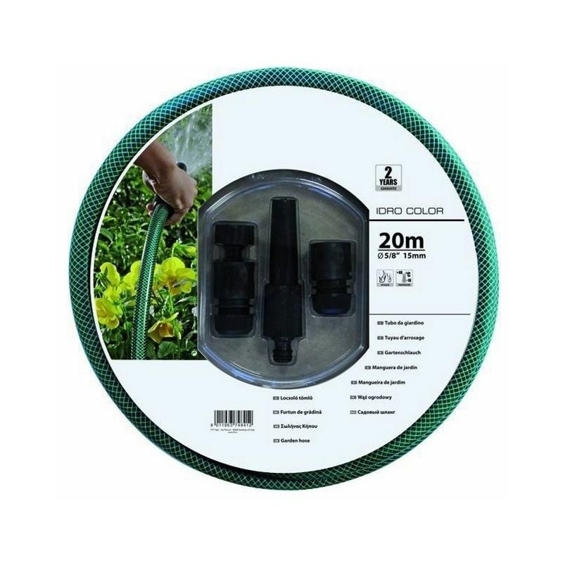 foto del prodotto tubo per irrigazione idro color lunghezza 20 metri diametro 5 8 nero e verde fitt