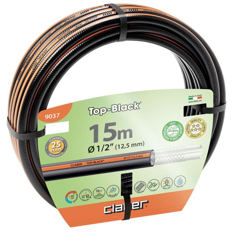 foto del prodotto tubo per irrigazione top black claber 1 2 15mt