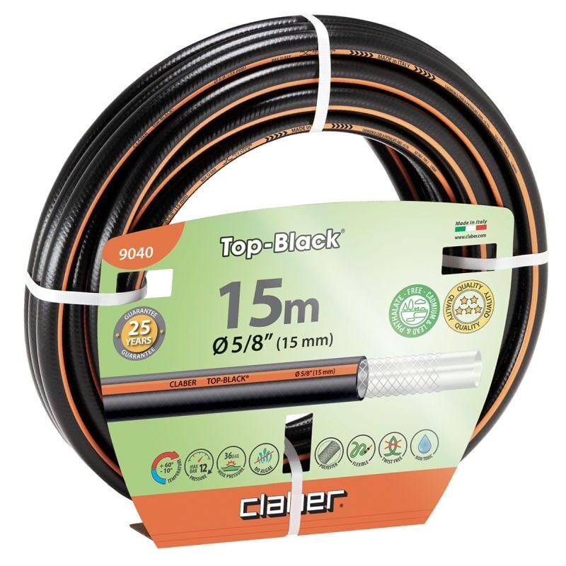 foto del prodotto tubo per irrigazione top black claber 5 8 15mt