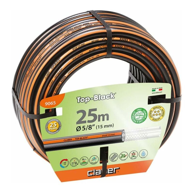 foto del prodotto tubo per irrigazione top black claber 5 8 25mt